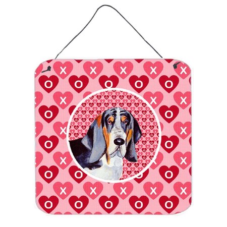 MICASA Basset Hound Valentines Love And Hearts Aluminium Metal Wall Or Door Hanging Prints MI234932